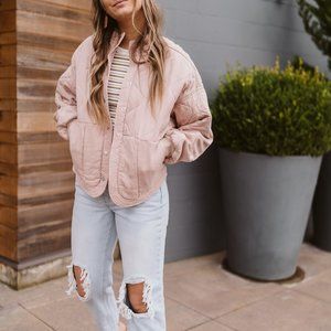 BLANKNYC Pink Quilted Bomber Jacket